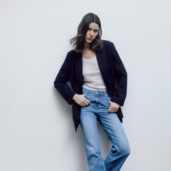 ZARA NAVY BLUE DOUBLE BREASTED BLAZER - Picture 7 of 14